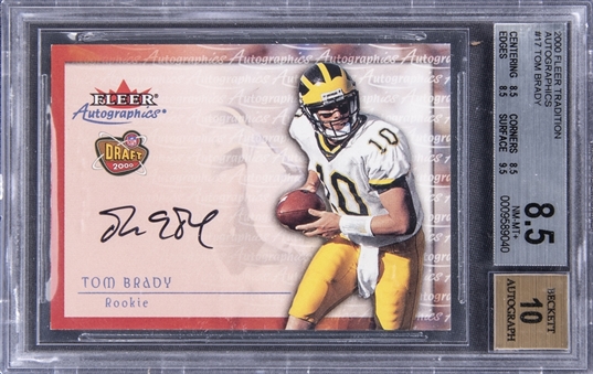 2000 Fleer Tradition "Autographics" #17 Tom Brady Signed Rookie Card - BGS NM-MT+ 8.5/BGS 10